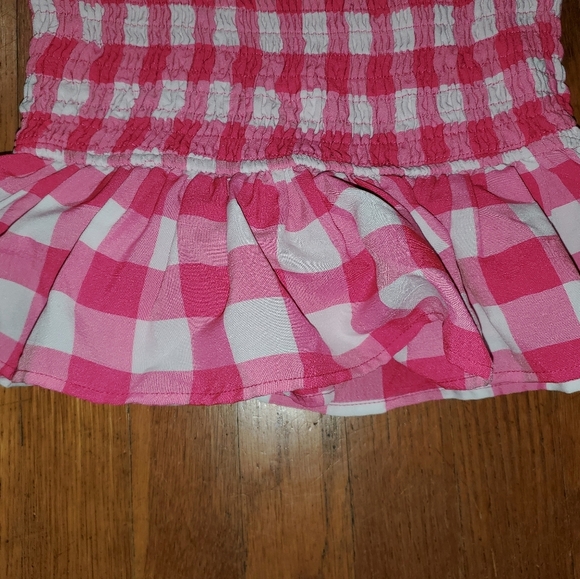 TCEC Smocked Pink and White Gingham Top With Pom Poms - Picture 6 of 10